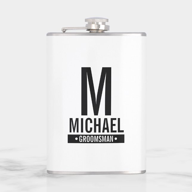 Petaca Monograma y nombre del Groomsman personalizado (Subido por el creador)