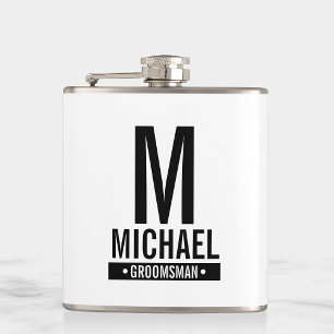 Petaca Monograma y nombre del Groomsman personalizado