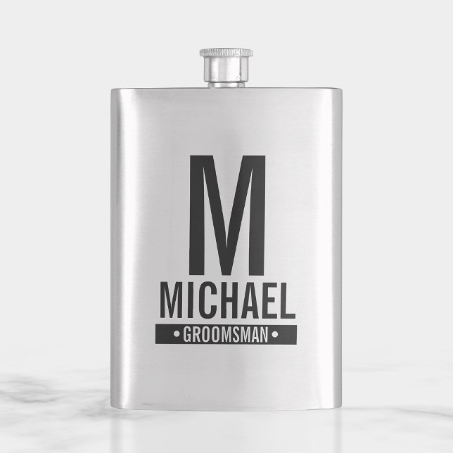 Petaca Monograma y nombre del Groomsman personalizado (Subido por el creador)