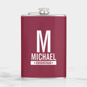 Petaca Monograma y nombre del Groomsman personalizado