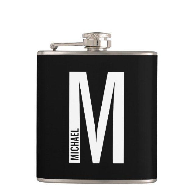 Petaca Monograma y nombre modernos en negrita personaliza (Anverso)