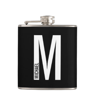 Petaca Monograma y nombre negrita personalizado moderno