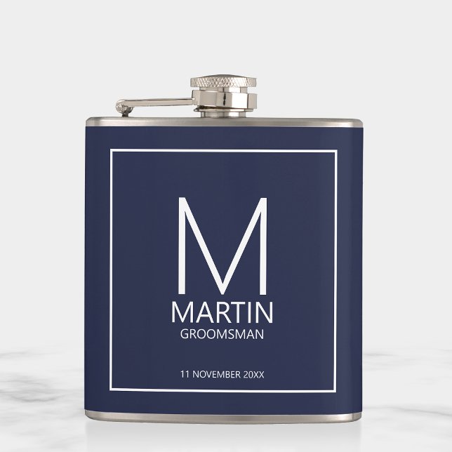Petaca Monograma y Nombre Personalizados Modernos para Pa (Subido por el creador)