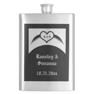 Petaca Monogramado Boda gótico Personalizado del corazón