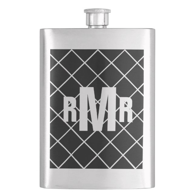Petaca Monogramado de diamante blanco negro (Anverso)