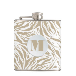 Petaca Monogramado de impresión de animales de color beig