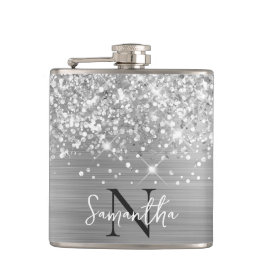 Petaca Monogramado de Silver Glam Purpurinoso