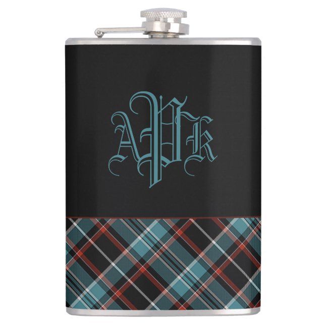 Petaca Monogramado Verde azulado, negro y rojo (Anverso)