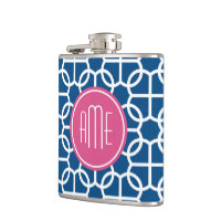 Monogramas del patrón geométrico rosa y azul calie