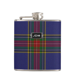 Petaca Monogramed Clan MacBeth Tartan Plaid Flask