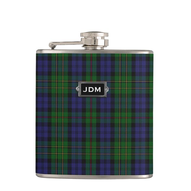 Petaca Monogramed Clan MacEwen Tartan Plaid Flask (Anverso)