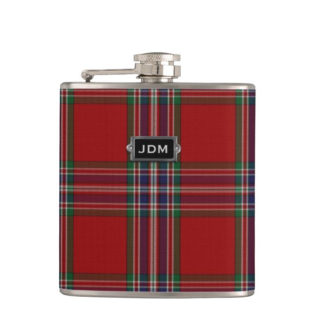 Petaca Monogramed Clan MacFarlane Tartan Plaid Flask (Anverso)