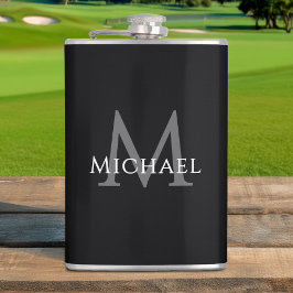 Petaca Monogrammed Name Initial Black Gray Custom