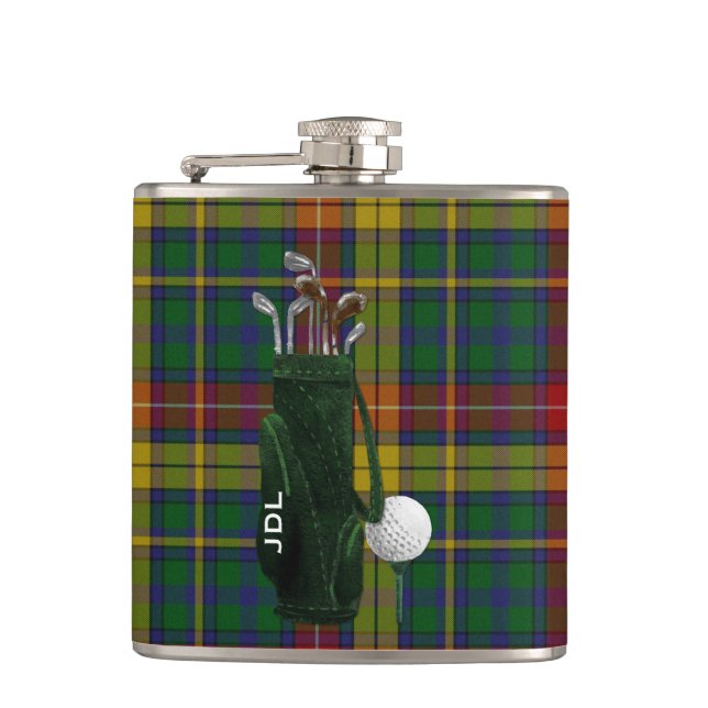 Petaca Monogramo Clan Buchanan Tartán Plaid Golf Flask (Anverso)