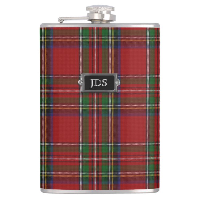 Petaca Monogramo Royal Stewart Tartan Plaid Flask (Anverso)