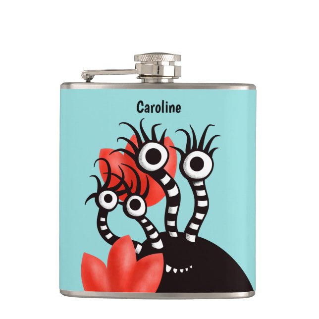 Petaca Monstruo De Cuadros Ojos Abstracto Nombre De Tulip (Anverso)