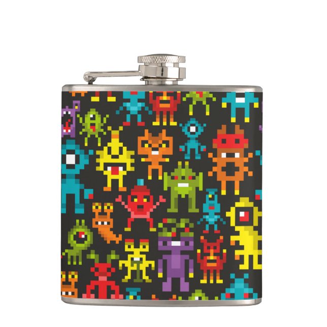 Petaca Monstruos Pixel de 8 bits (Anverso)