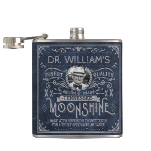 Petaca Moonshine Antiguo Medicamento Hillbilly Azul Perso