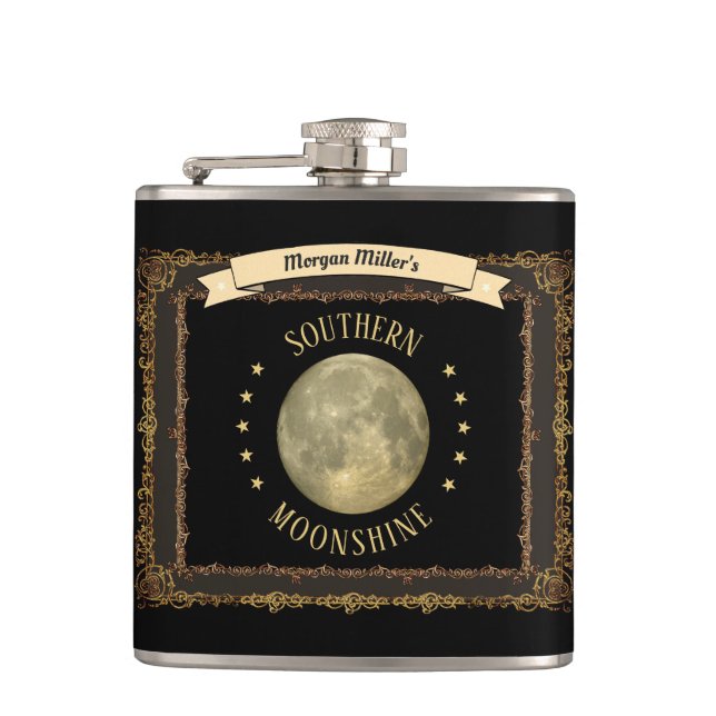 Petaca Moonshine Flask con tu nombre o iniciales (Anverso)