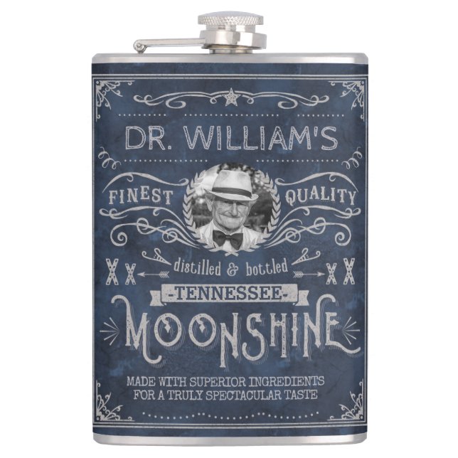 Petaca Moonshine Vintage Hillbilly Medicine Personalizado (Anverso)