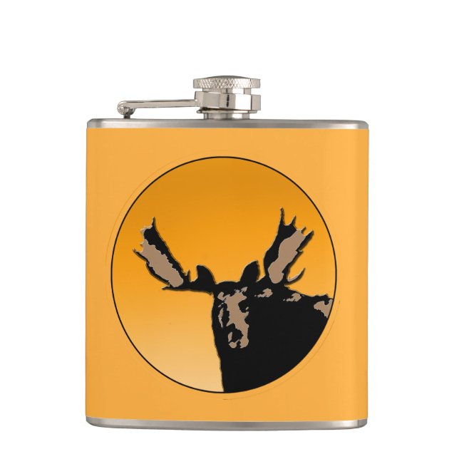 Petaca Moose al atardecer - Original Wildlife Art (Anverso)
