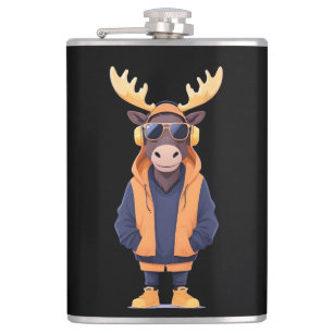 Petaca Moose Con Hoodie Funny Carácter Animal De Guay