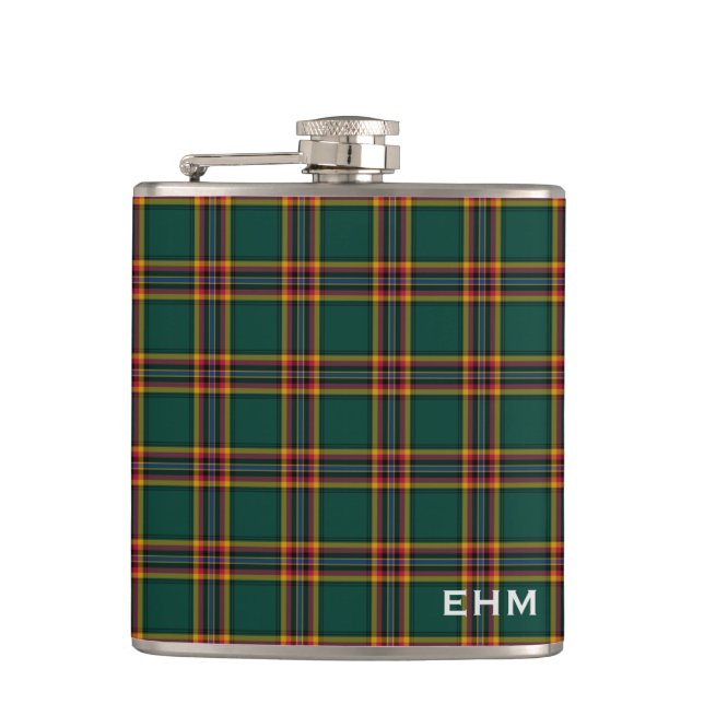 Petaca Moran Tartan Monogram Dark Green Plaid (Anverso)