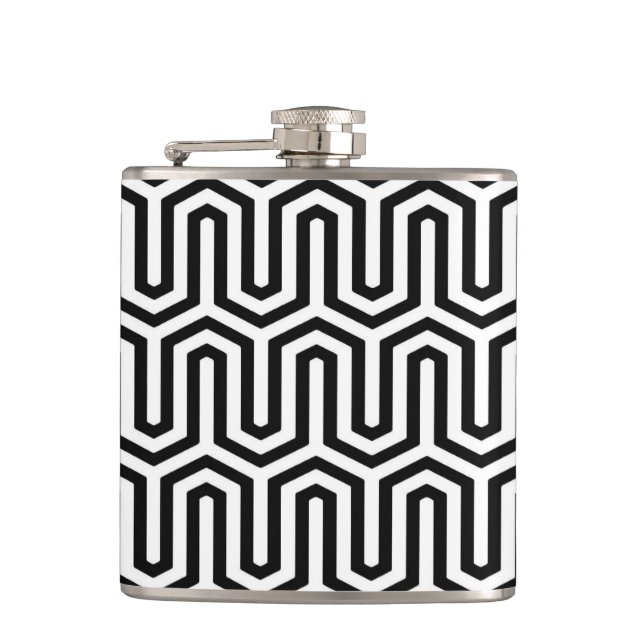 Petaca Motif Deco egipcio - blanco y negro (Anverso)