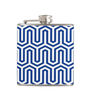 Petaca Motif egipcio Deco - azul cobalto y blanco
