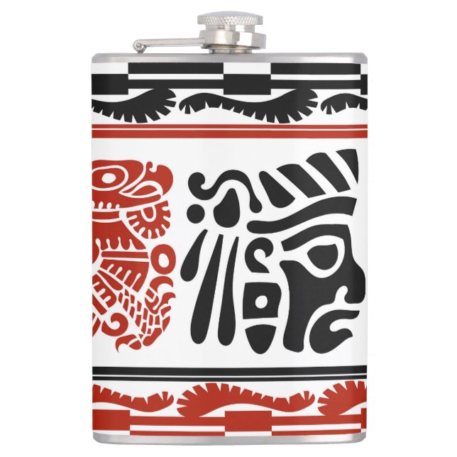 Petaca Motivos indios, rojo negro, patrón sin costuras. (Anverso)