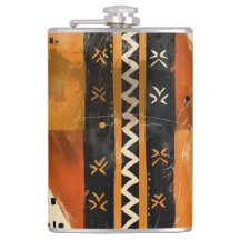 Motivos tribales en tonos negro y tierra