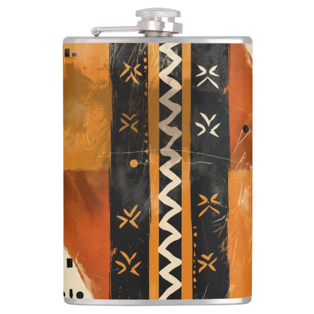 Petaca Motivos tribales en tonos negro y tierra (Anverso)