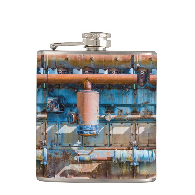 Petaca Motor diesel imperial del Atlas viejo y oxidado en (Anverso)