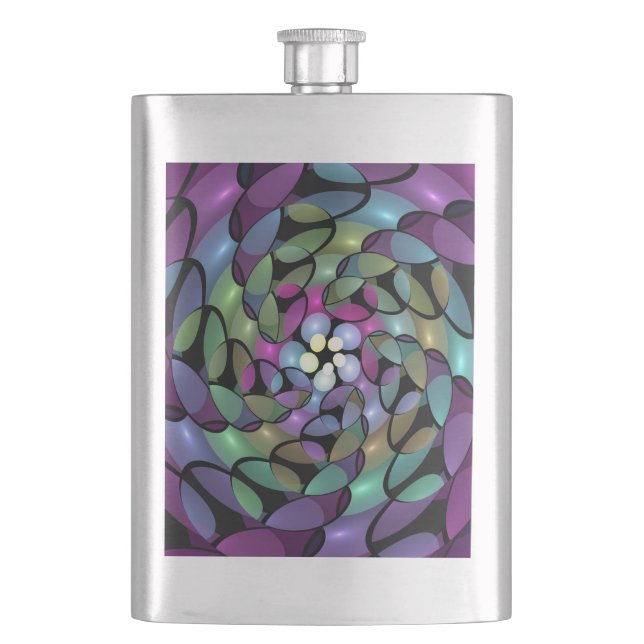 Petaca Movimientos coloridos Resumen Arte Fractal Trippy (Anverso)