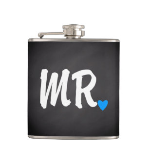 Petaca Mr blue heart chalkboard boda flask
