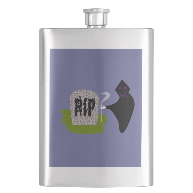 Petaca Muerte en frascos de Halloween en el cementerio (Anverso)