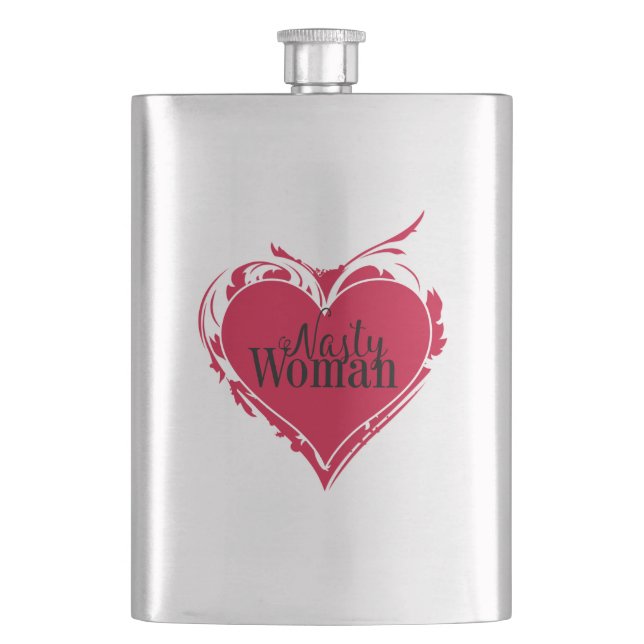 Petaca MUJER ASQUEROSA arte rojo CORAZÓN (Anverso)