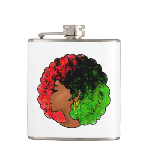 Petaca Mujer niña negra panafricana orgullo afro verde ro