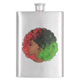 Petaca Mujer niña negra panafricana orgullo afro verde ro