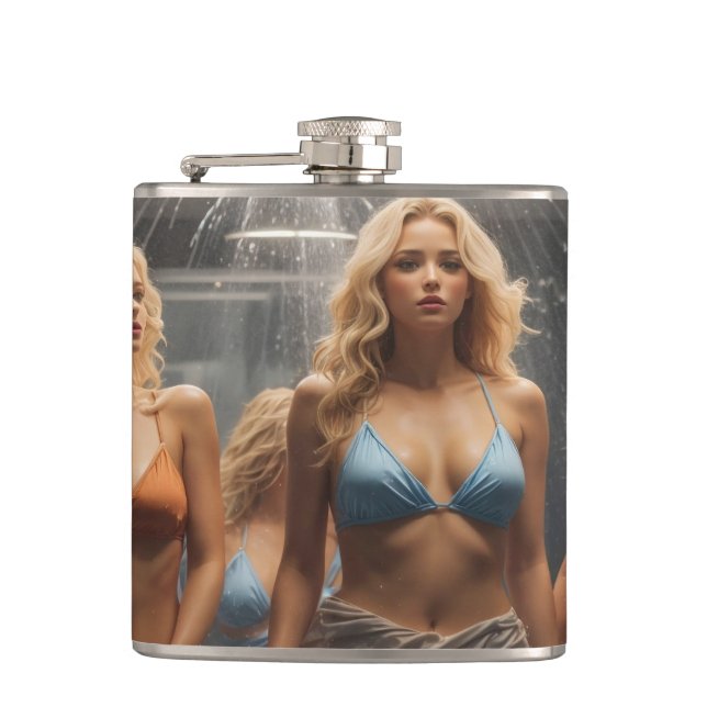 Petaca Mujer sexy rubia en bikini (Anverso)