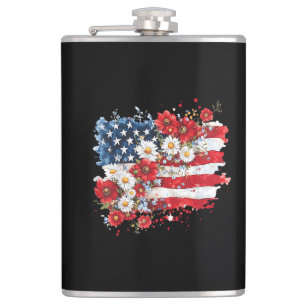 Petaca Mujeres 4 de julio Flor americana Bandera american