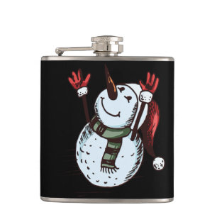 Petaca Muñeco de nieve con el gorra de Santa - nariz de