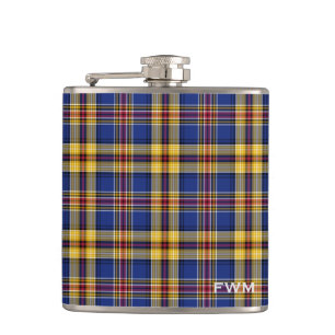 Petaca Murtaugh Tartan Monogram Blue y amarilla Placa