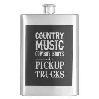 Petaca Música country, botas de vaquero y camionetas