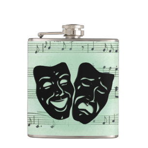 Petaca Música verde y máscaras griegas de teatro