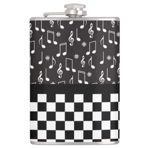 Petaca Música y tablero de cheques en blanco y negro