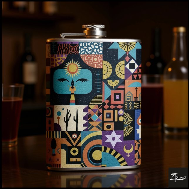 Petaca Muted Earthy Folk Art Patchwork Quilt (Subido por el creador)