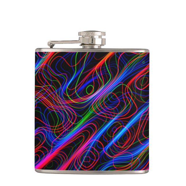 Petaca MUY GUAY Neon Multicolored Curved Lines (Anverso)