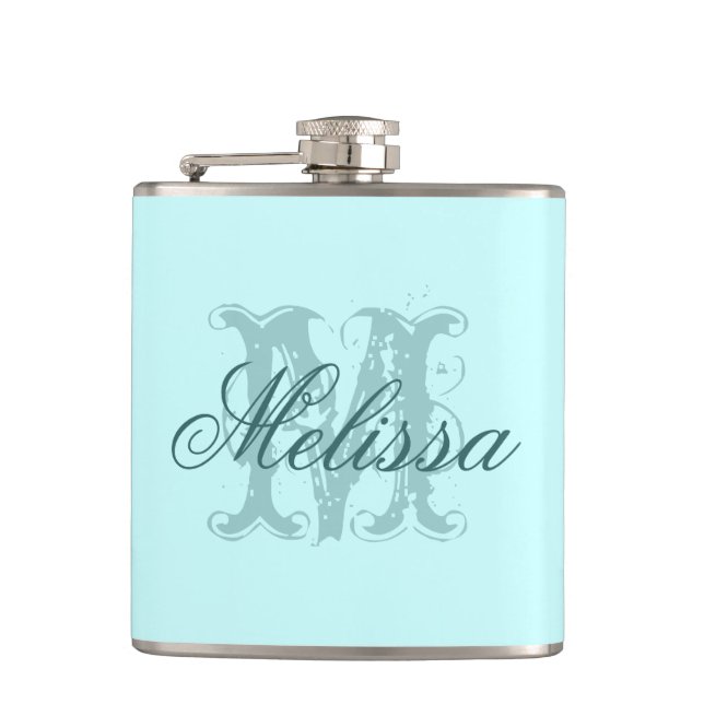 Petaca Nam personalizado personalizado/turquesa inicial (Anverso)
