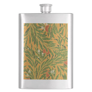 Petaca Naranja Árbol Vintage Patrón de fondo Art Nouveau